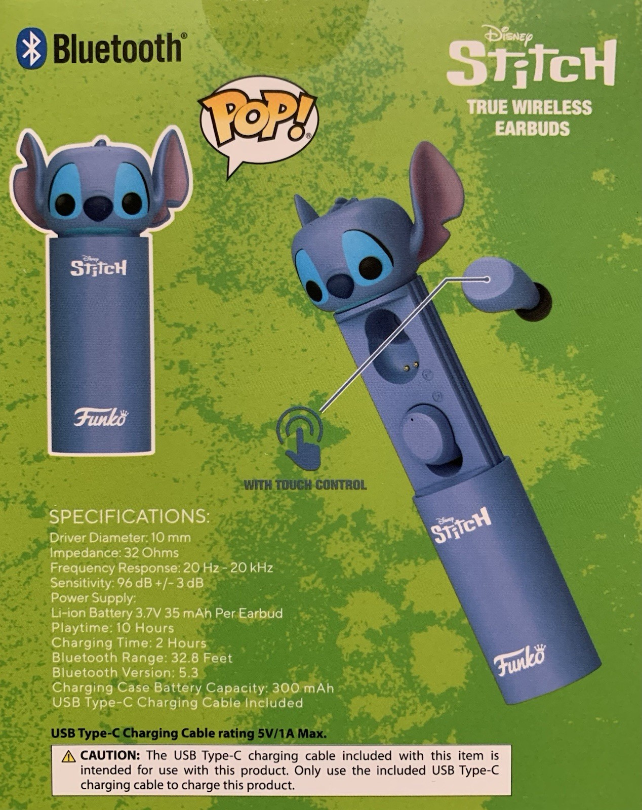 NEW Funko Pop Disney Stitch Wireless Bluetooth Earbuds w/Touch Control and Case