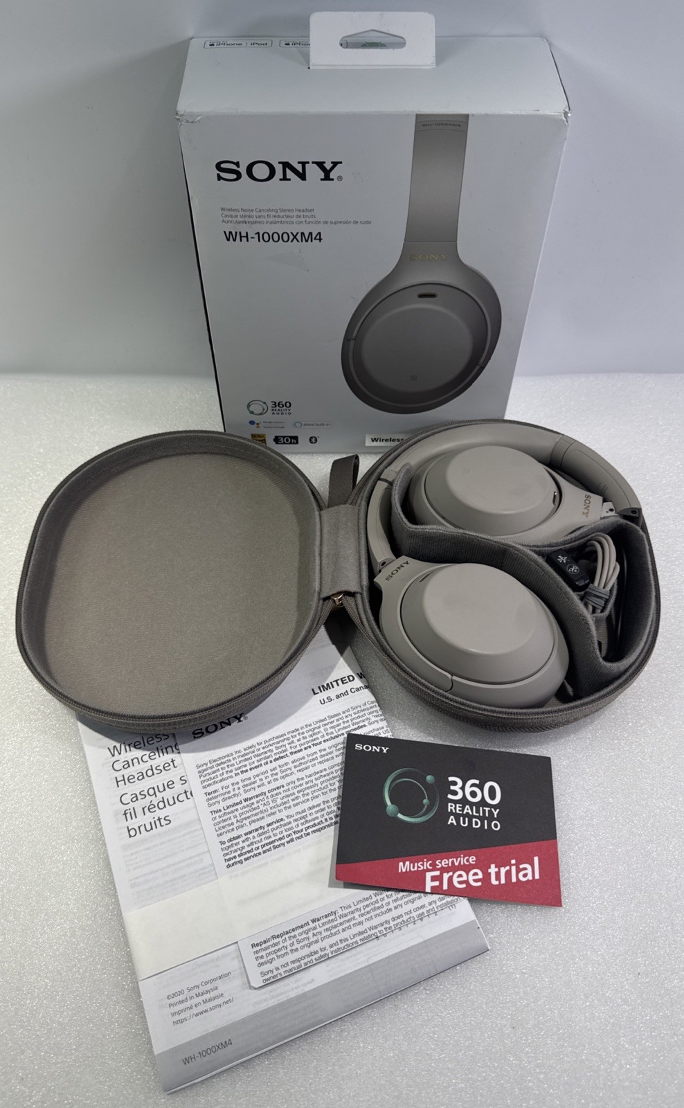 Sony WH1000XM4/S WH-1000XM4 Wireless Noise Canceling Headphones Silver Bluetooth