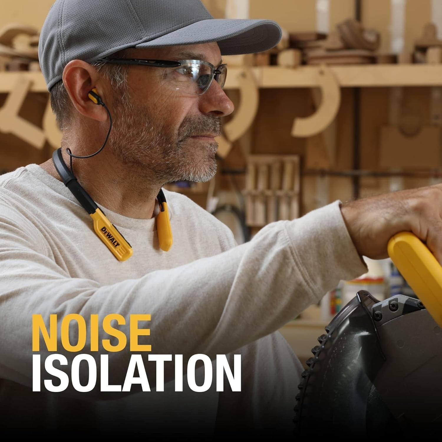 DEWALT Jobsite Pro Neckband Wireless Earphones – Black/Yellow NEW