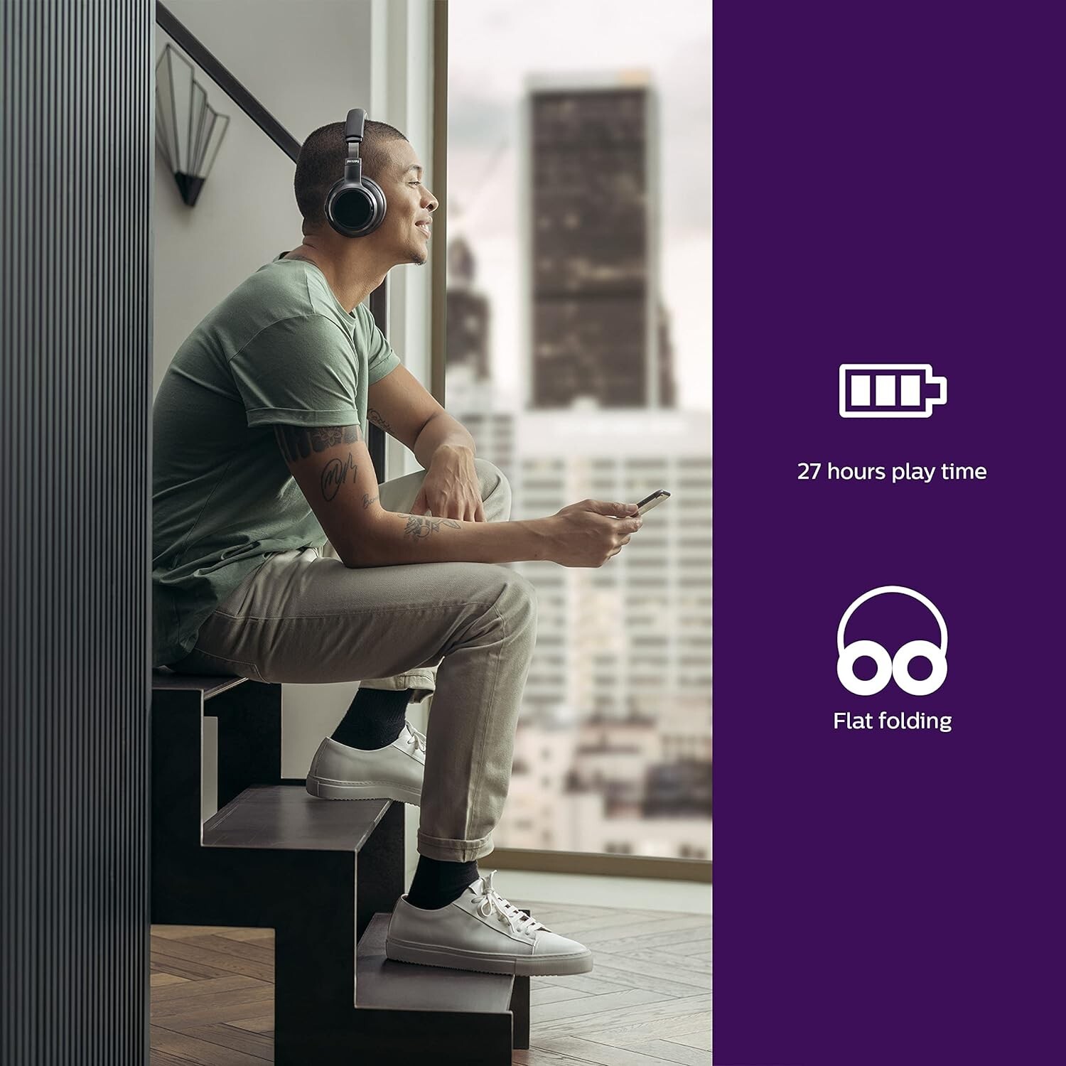 Philips H9505 Active Noise Canceling Bluetooth Over Ear Headphones