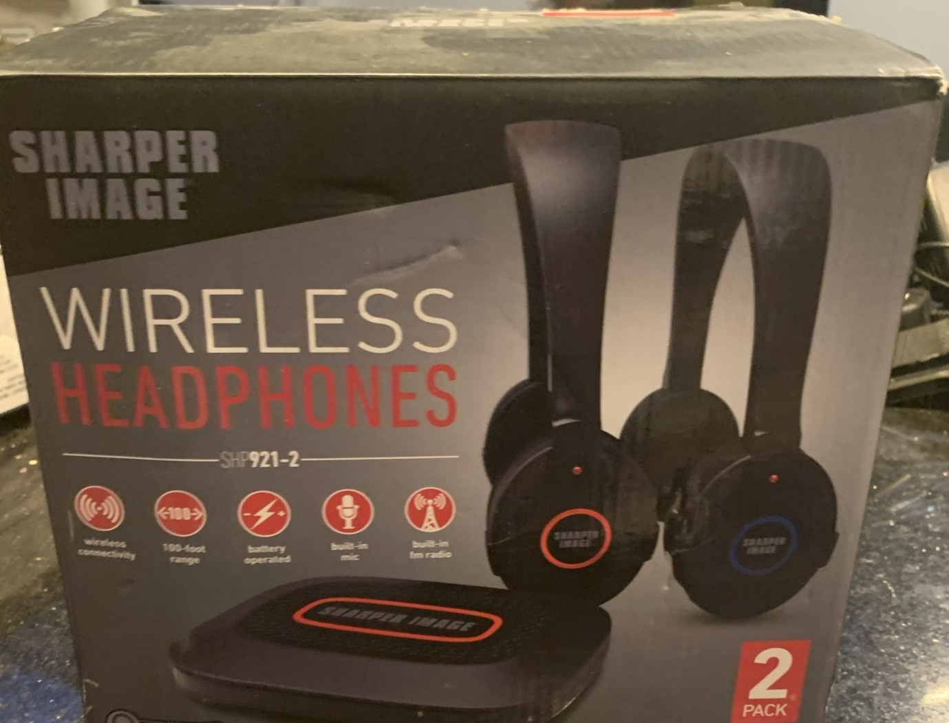 The Sharper Image Wireless Headphones Set ONLY SHP921-2 Opened Box Never Used!
