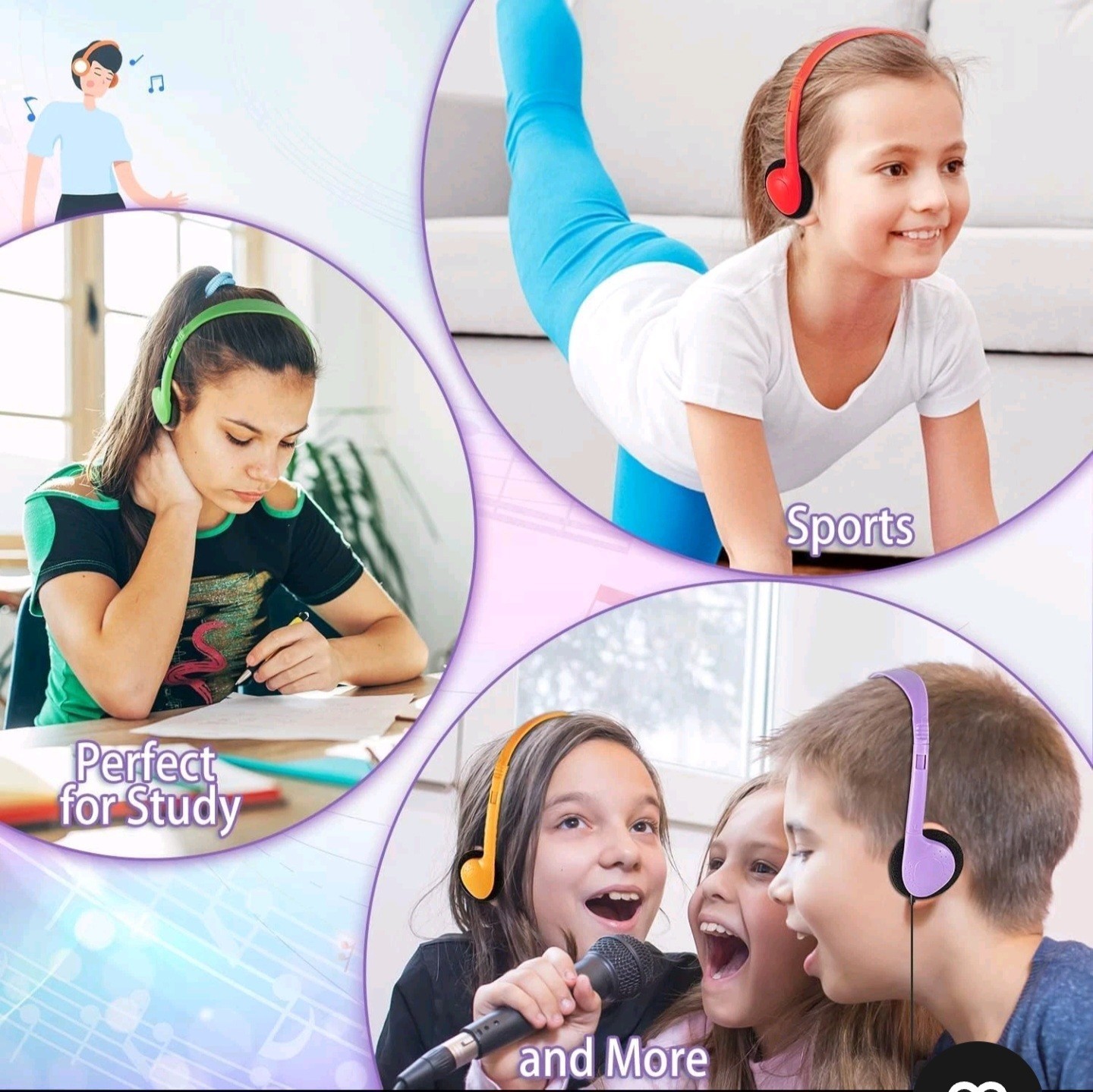 WENSDO Bulk Headphones Packs Of 10 Multi Color for School Classrom K-12