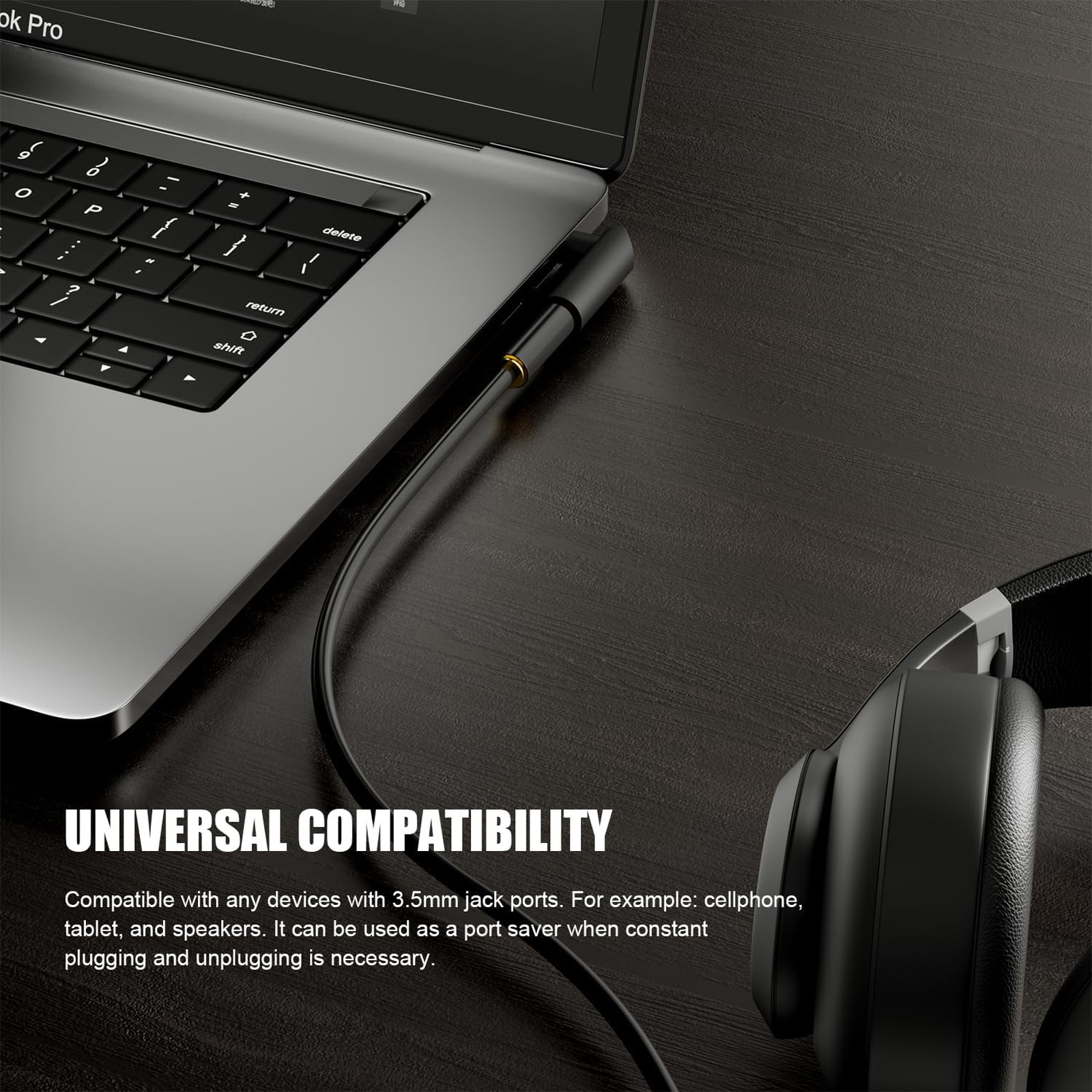 3.5mm Male to Female Audio Adapter, 90 Degree Gold-Plated TRS Stereo Jack