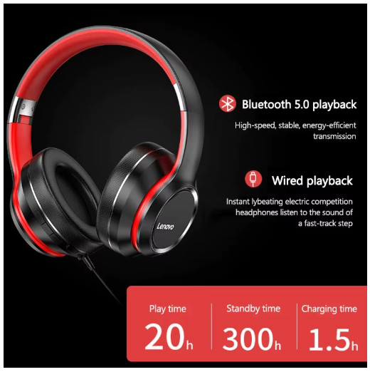 Lenovo HD200 Bluetooth Over-Ear Headphones HiFi Noise Cancelling