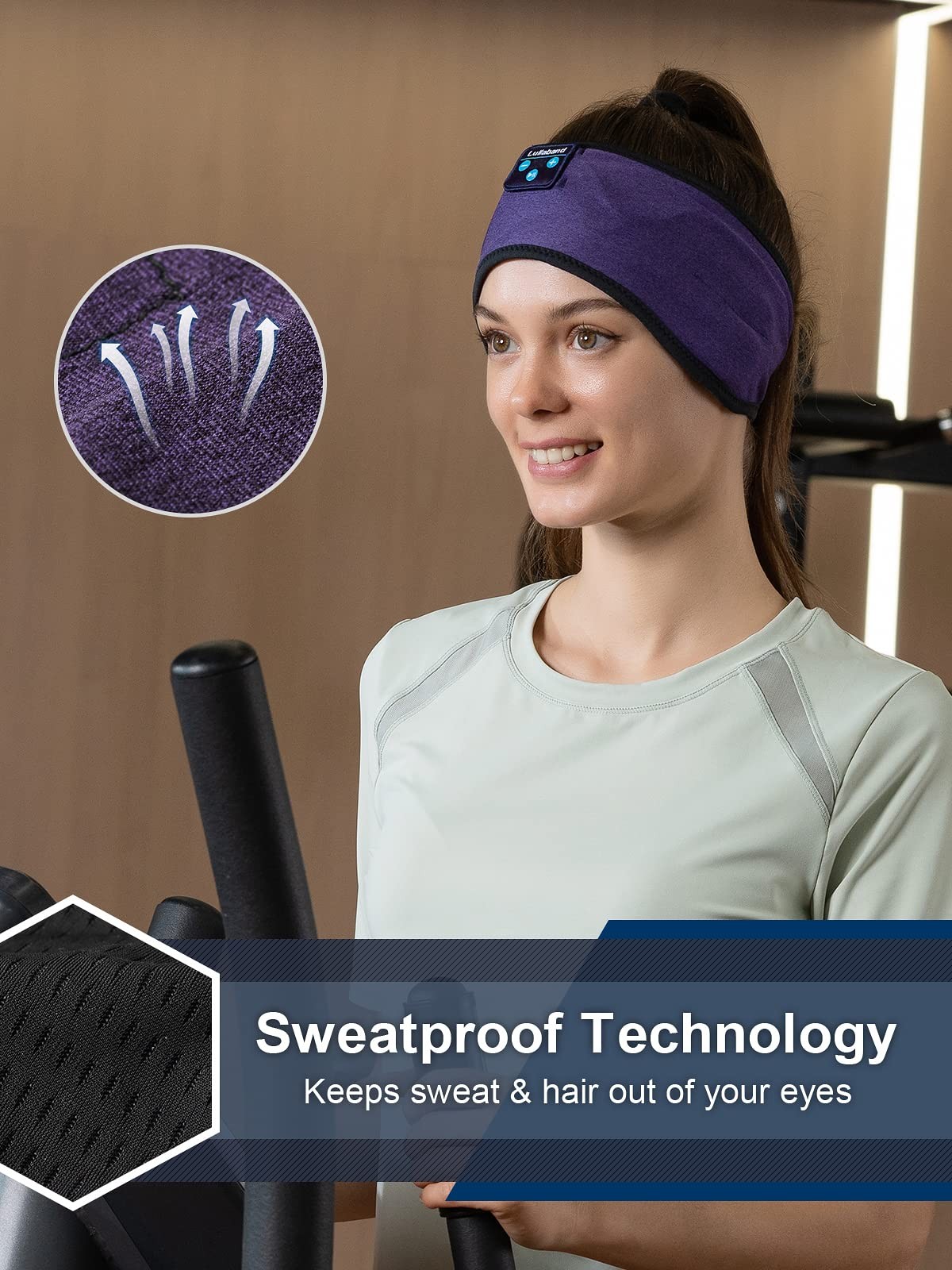 Lullaband Bluetooth Headband Headphones, 1 Count (Pack of 1), Dark Purple
