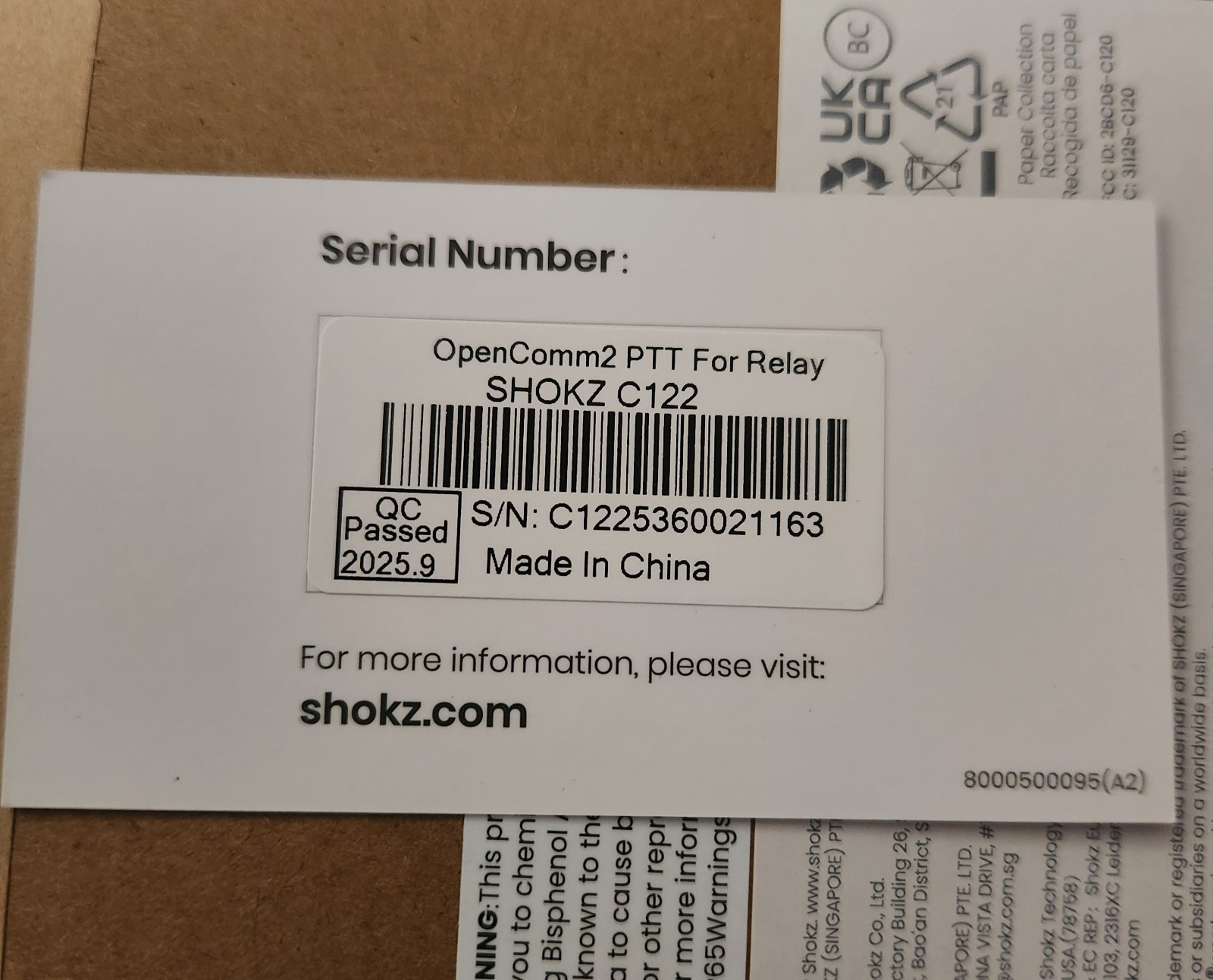 Shokz OpenComm2 PTT Relay Zello 2025 Upgrade USB-C Bone Conduction Headset C122