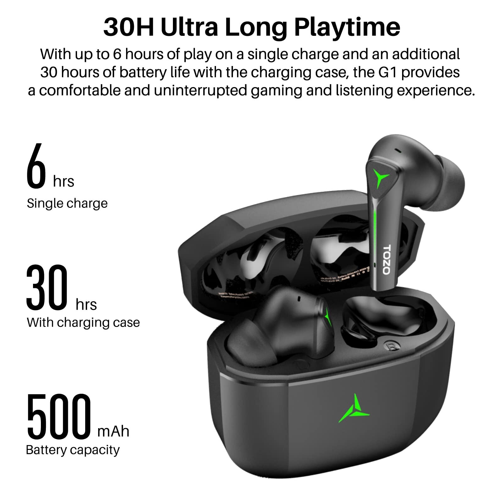 TOZO G1 Wireless Bluetooth Gaming Earbuds High Sensitivity in- Ear Headphones