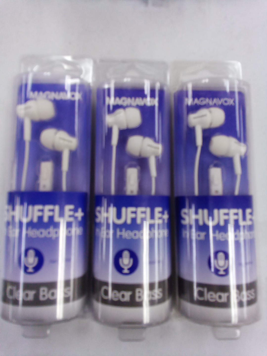 Magnavox Shuffle+ In Ear Headphones w/ Handsfree Mic & Music Control, White 3 Pc