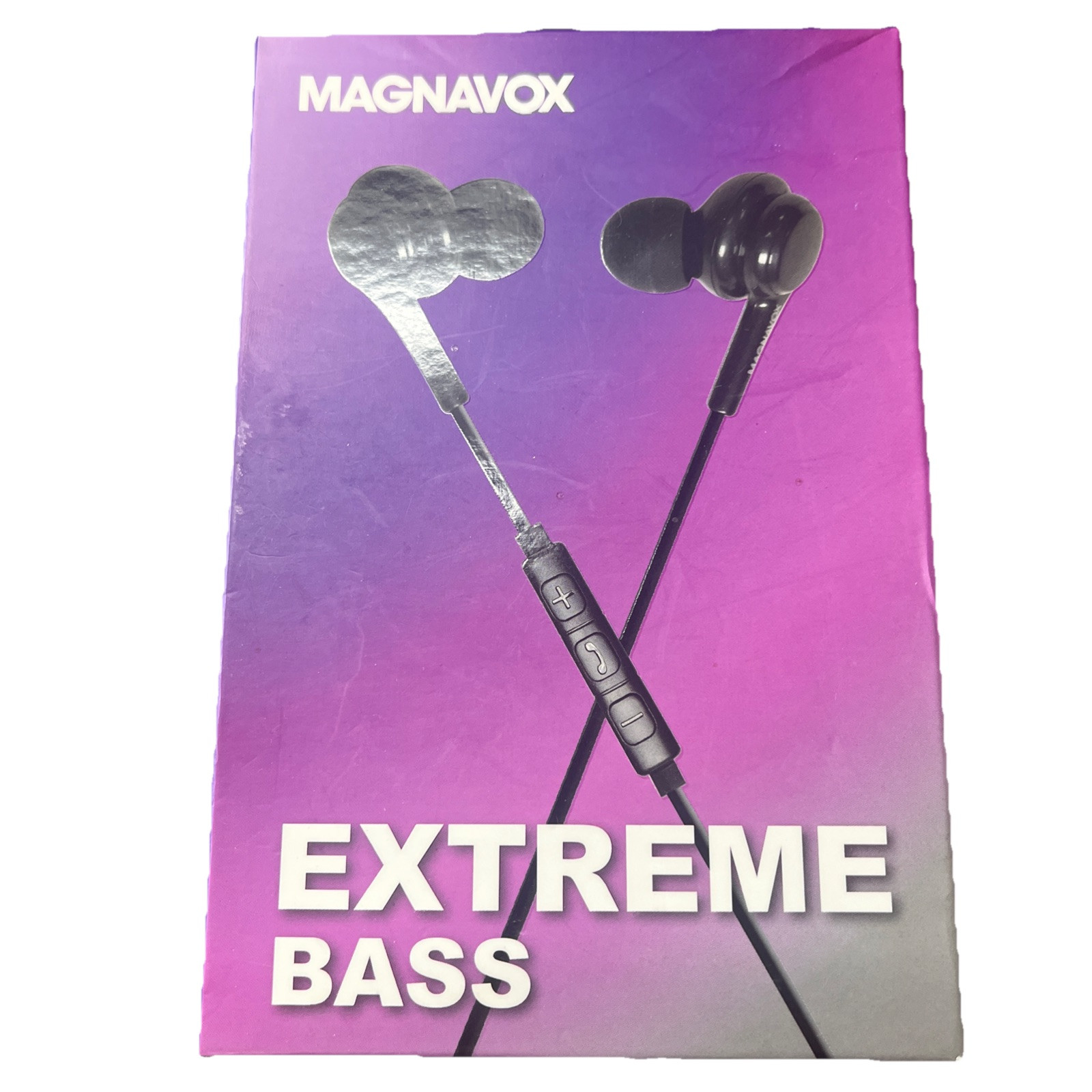 Magnavox In-Ear Silicone Earbuds Extreme Bass w/ 3.5 mm Headphone Jack Black