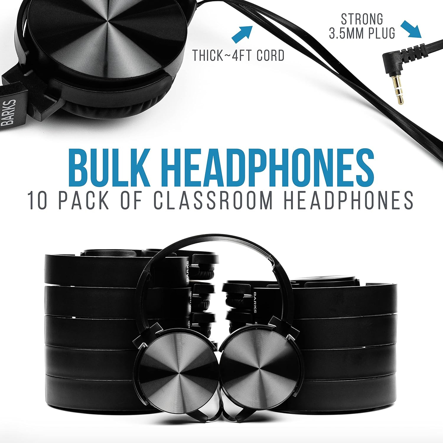 Classroom Headphones (10 Pack): On-Ear Premium Student Bulk Headphones: Perfect