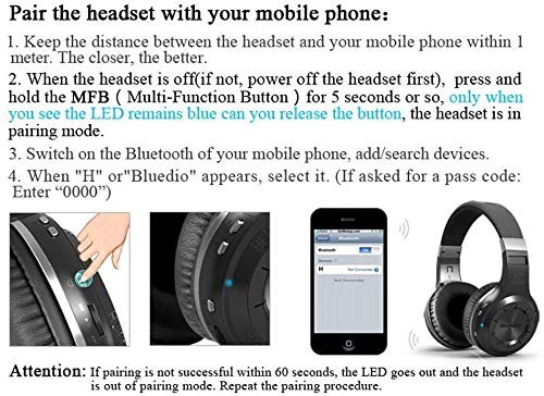 Bluetooth 5.0 Headphones Over Ear, Wireless and Wired Bluetooth On-Ear Stereo…