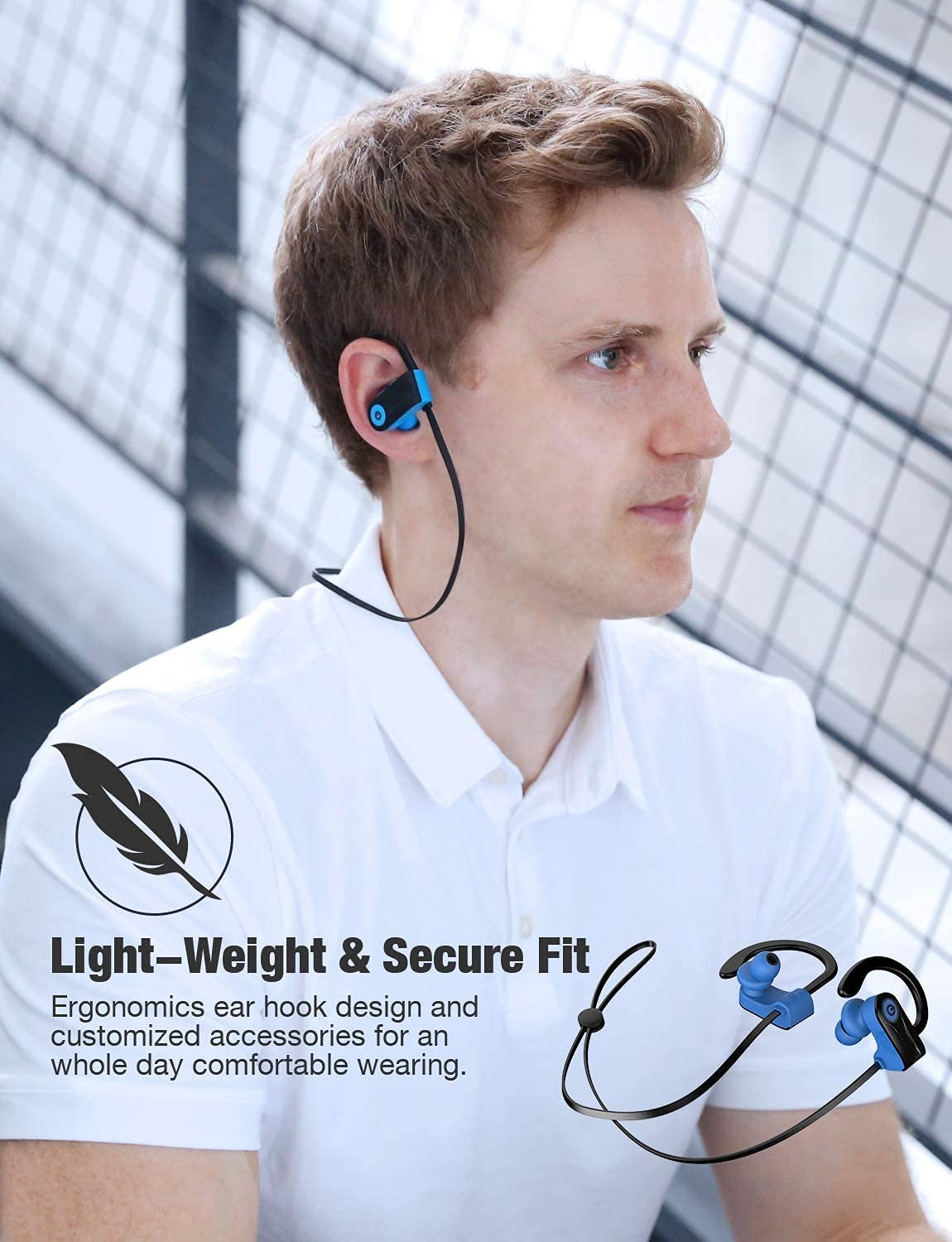Bluetooth Headphones, Otium Wireless Sports Earbuds, Waterproof Blue, Blue