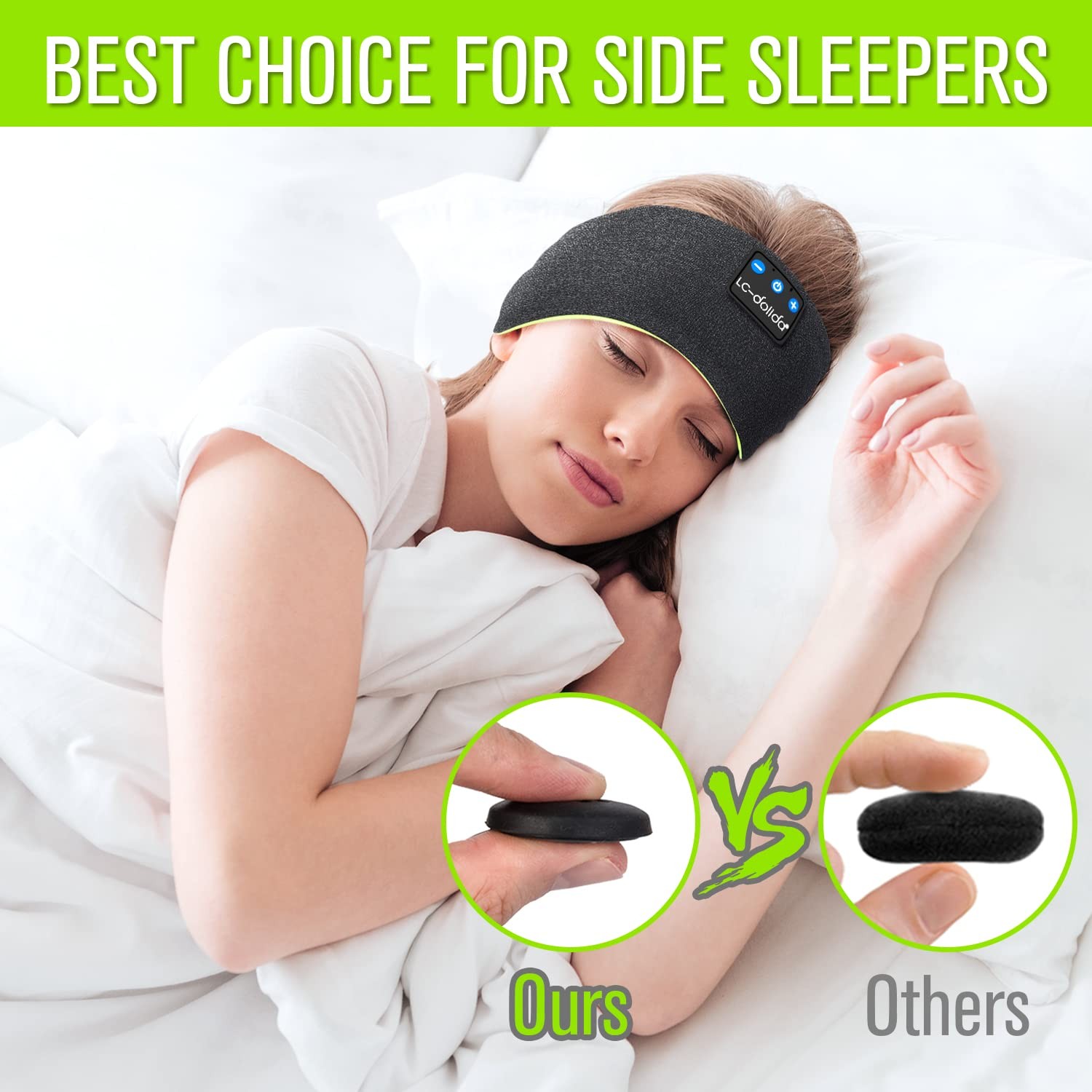 LC-dolida Sleep Headphones Wireless Bluetooth 1 Count (Pack of 1), Moss