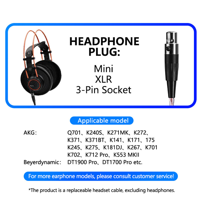 6N HiFi DAC Type C To 3 Pin Mini XLR Audio Cable For Beyerdynamic AKG Headphone
