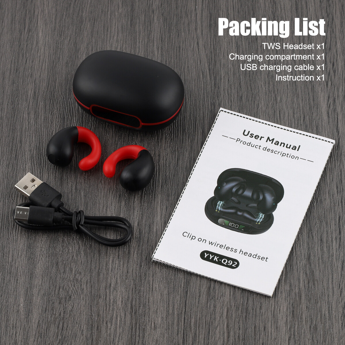 2023! Bluetooth v5.3 Wireless Earbuds Ear Clip Headphones Sport Open-Ear Headset
