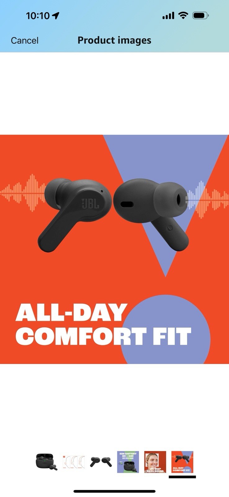 JBL True Wireless Vibe Beam – Deep Bass Sound Earbud – BLACK