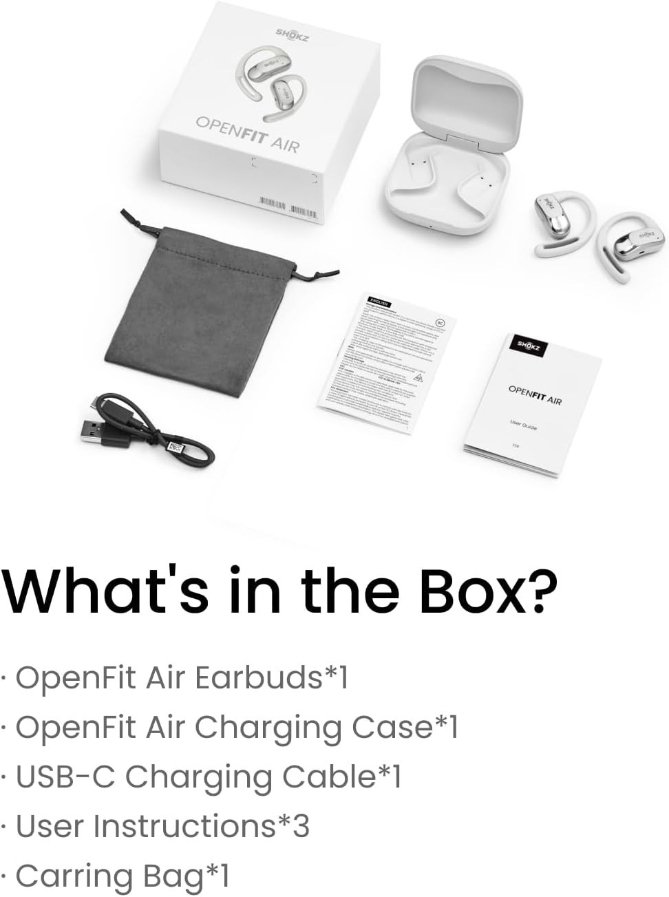 Shokz – OpenFit Air Open-Ear True Wireless Earbuds – White