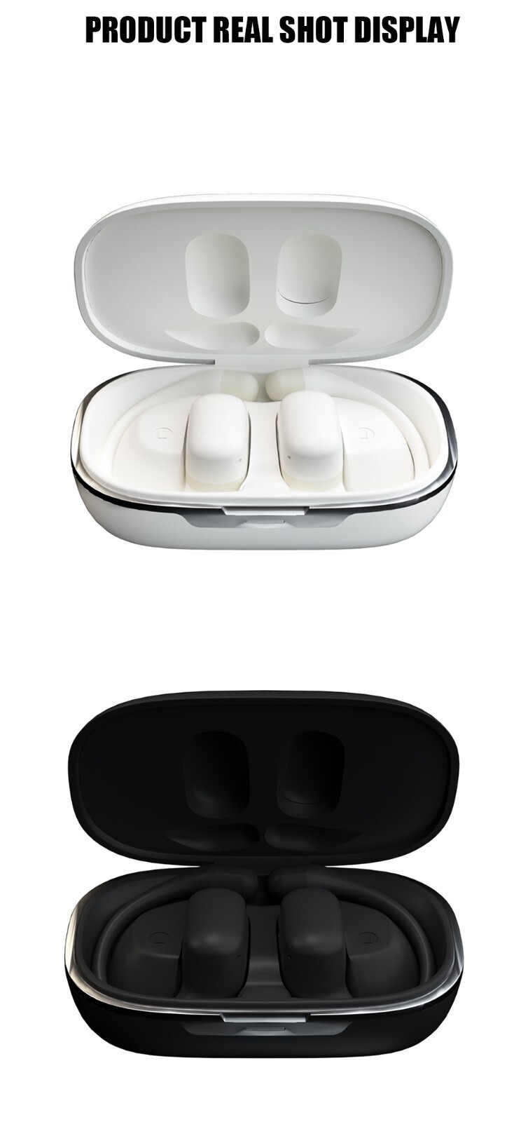 Open Ear Headphones Bluetooth Wireless Over Earbuds with Ergonomic Earhook BLACK