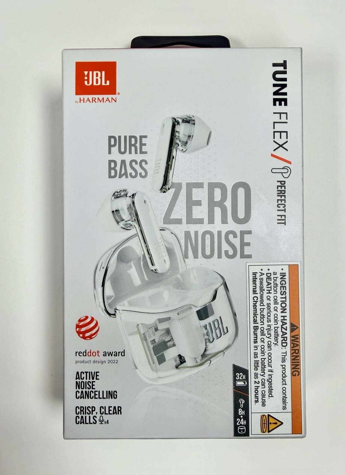 JBL Tune Flex True Wireless Bluetooth In-Ear Earbuds White/Clear ANC 5.2