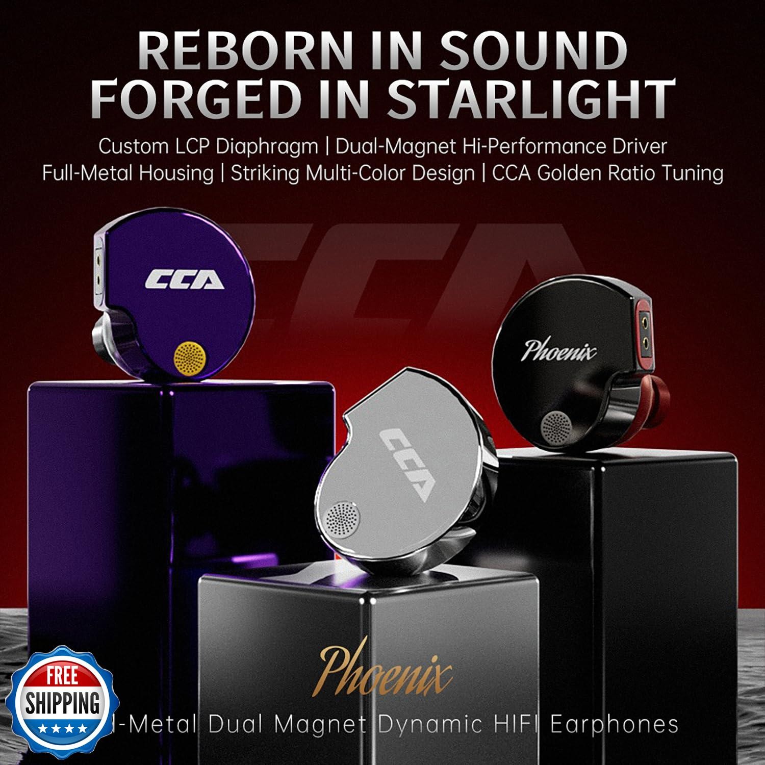CCA Phoenix in-Ear Monitor Headphones, Dual-Magnet Dynamic Driver