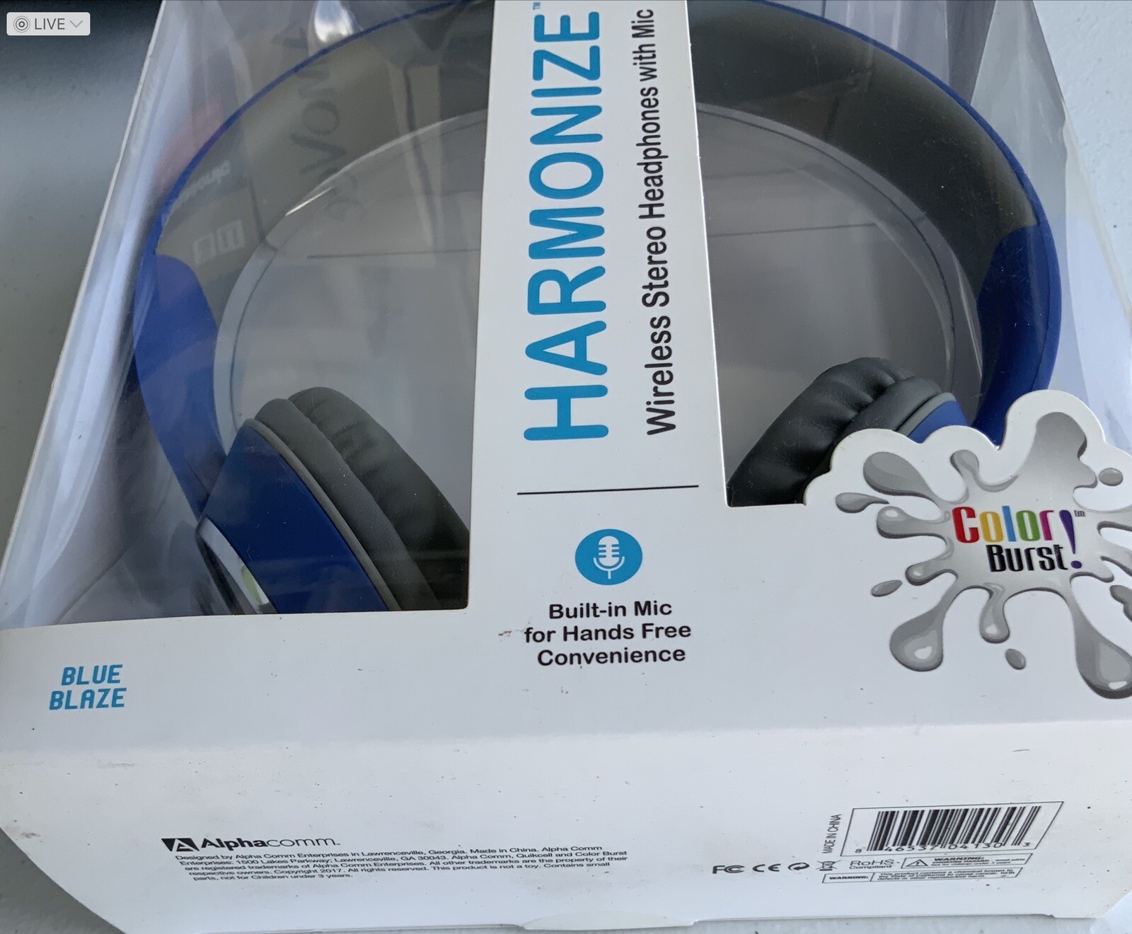 NEW Quikcell Wireless Stereo Headphones W/built In Mic – Blue – Hands Free