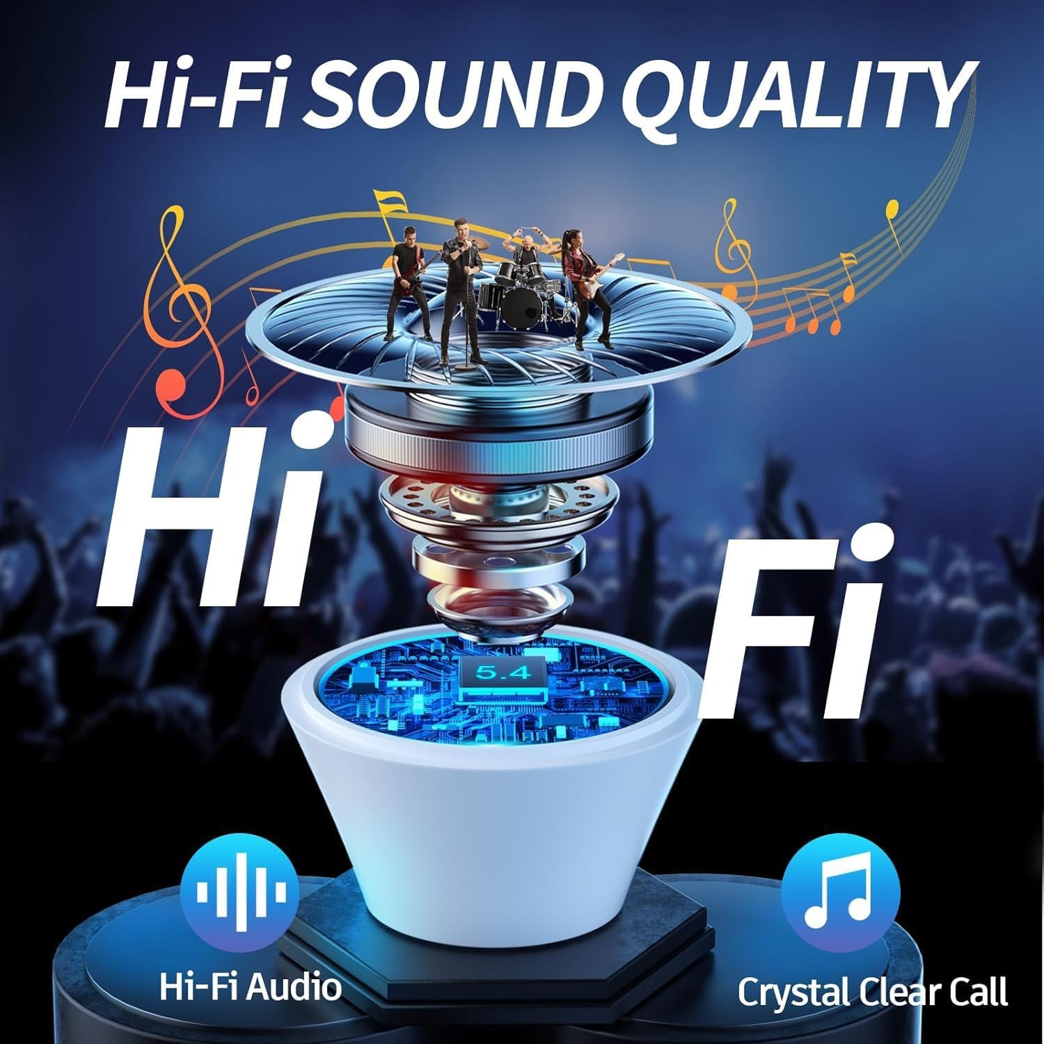 Wireless Earbuds, Bluetooth 5.4 in Ear Headphones with Noise Cancelling Mic, 48H