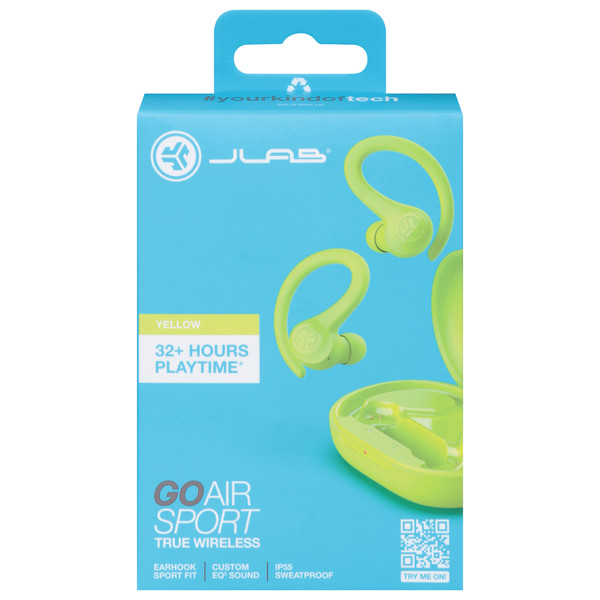 JLab Go Air Sport True Wireless Earbuds Headphones Neon Yellow