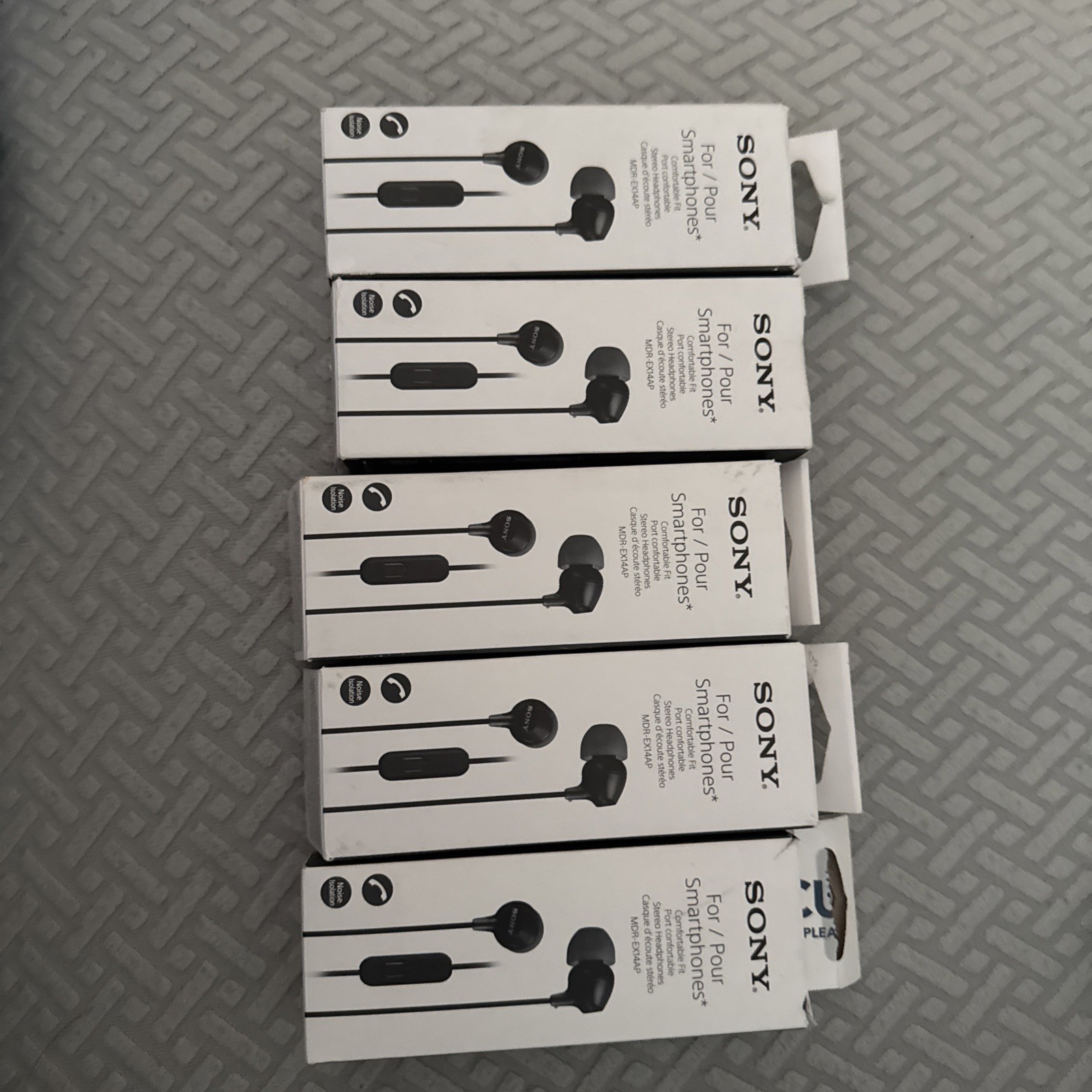 Lot 5 Sony MDREX14AP Headset Ear Bud Headphones MDR-EX14AP Black