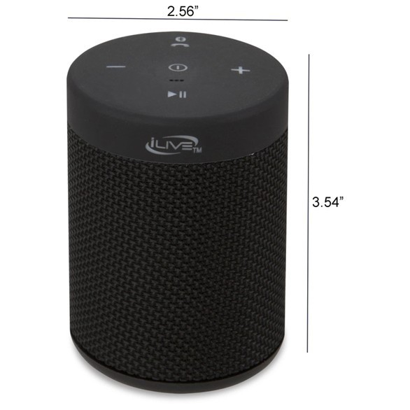 iLive Portable Bluetooth Waterproof Speaker, 2.56 x 2.56 x 3.54 Inches, Inclu…