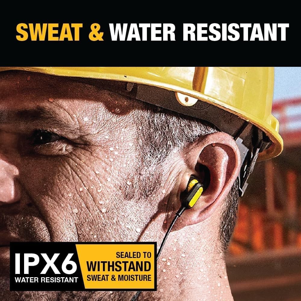 DEWALT Jobsite Pro Neckband Wireless Earphones – Black/Yellow NEW