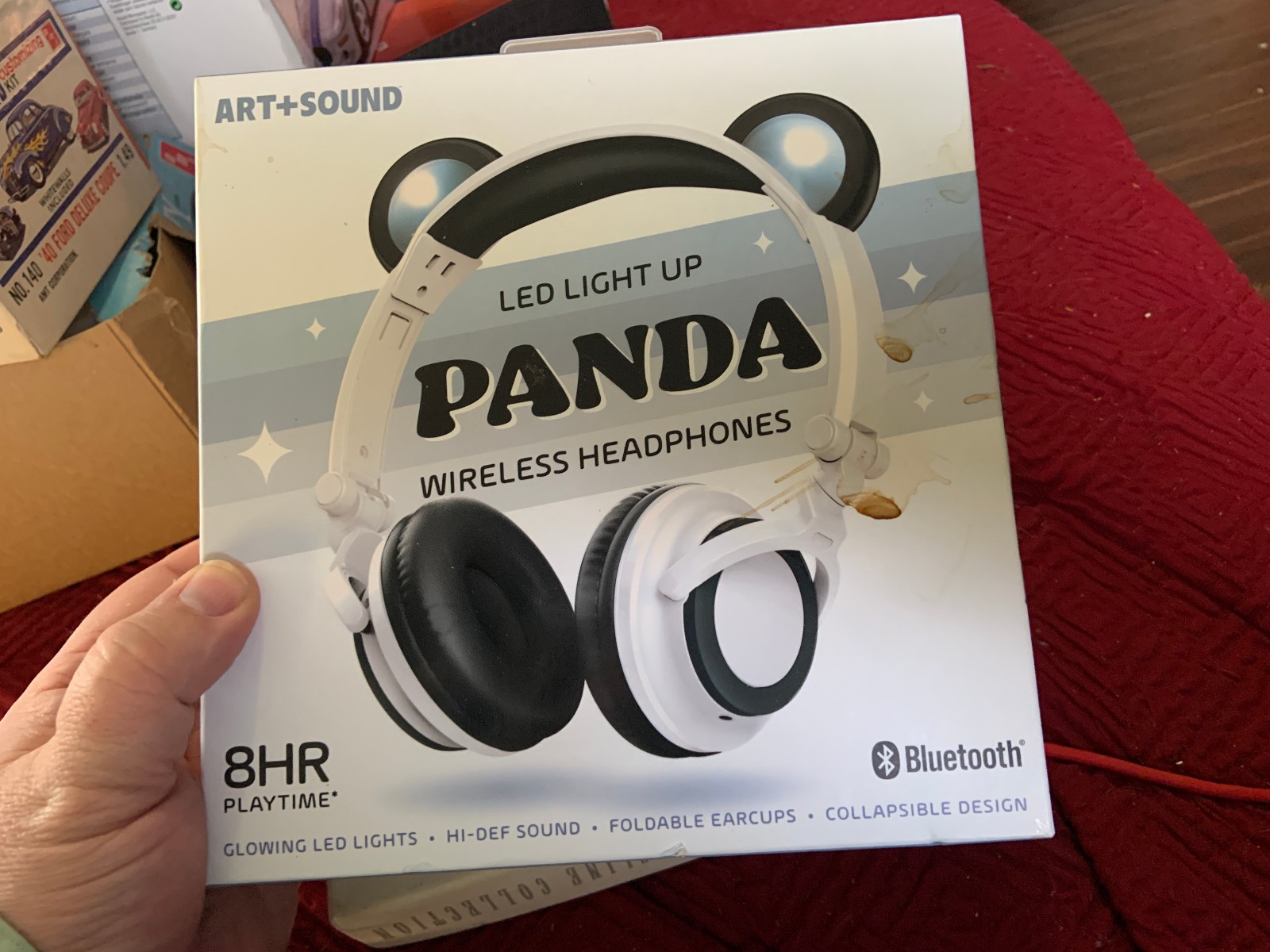Art+Sound LED Light Up Panda Bluetooth Wireless Headphones New