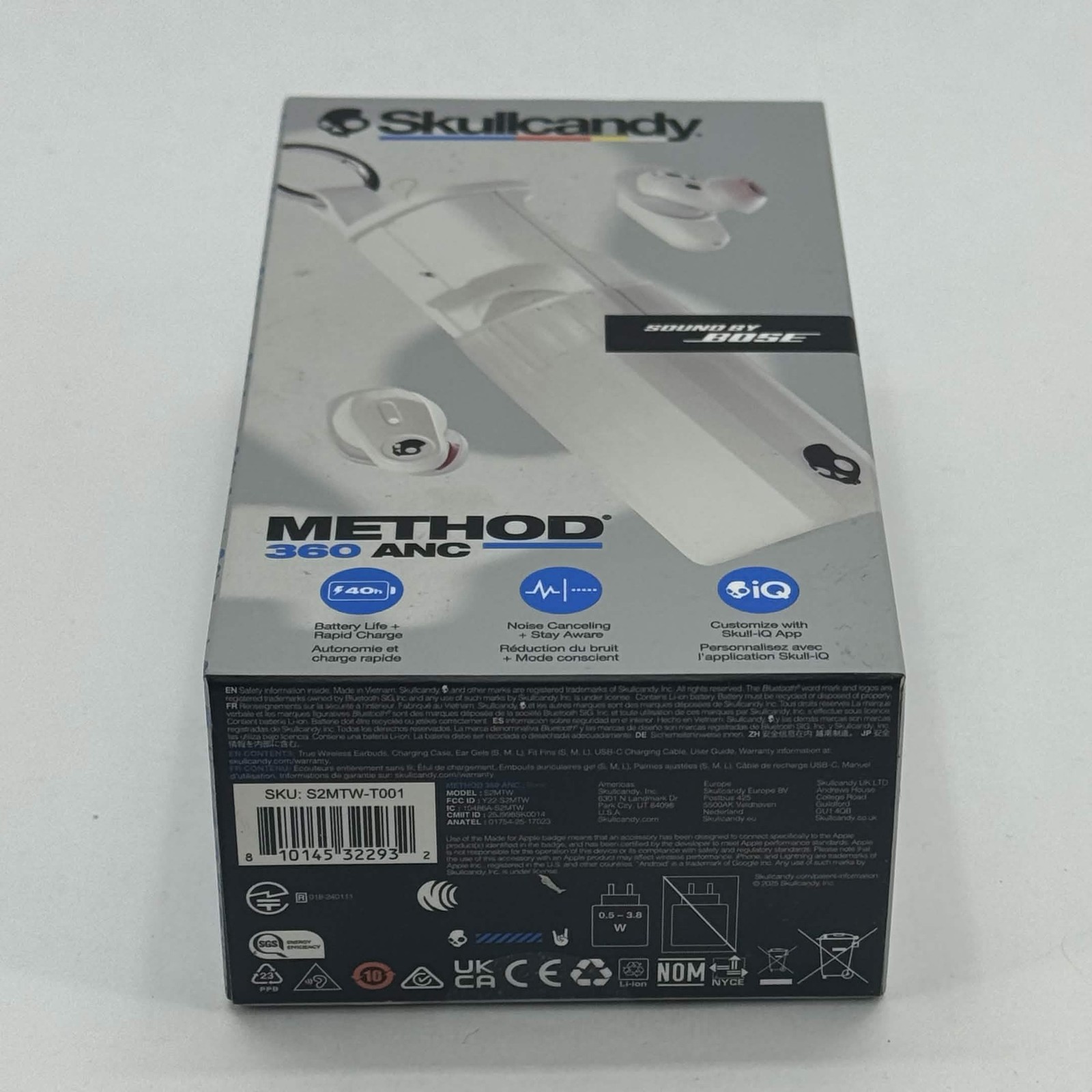 New Skullcandy Method 360 ANC Noise Cancelling Wireless Earbuds Bone S2MTW-T001