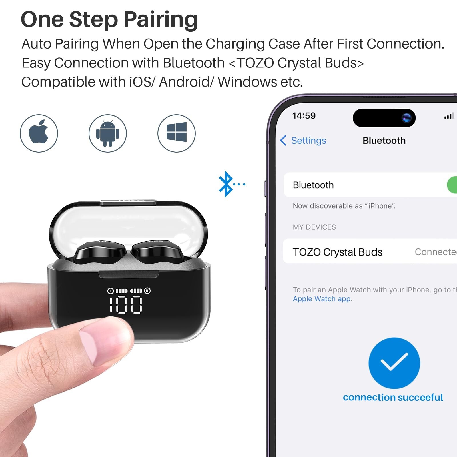 TOZO T18 Bluetooth True Wireless Earbuds Call Noise Reduction IPX8 Waterproof