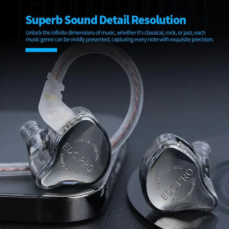 KZ EDC Pro HiFi In-Ear Wired Earphones Dynamic Driver IEM Bass Headphones 3.5mm