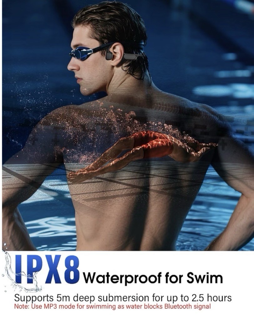 Bone Conduction Headphones, IPX8 Waterproof Swimming Headphones, 8GB Memory NEW!