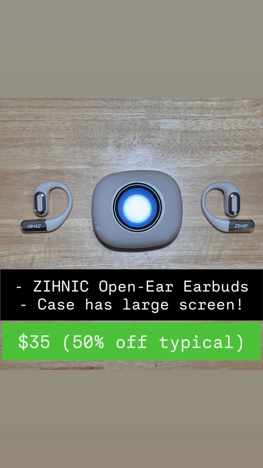 ZIHNIC Open-Ear Ear-Hook Bluetooth Earbuds Ivory White
