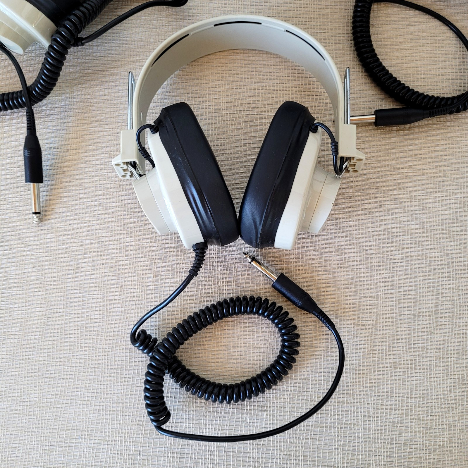 3 Califone 2924AV-P Mono Headphones Coiled Cord 1/4″Jack Plug TESTED