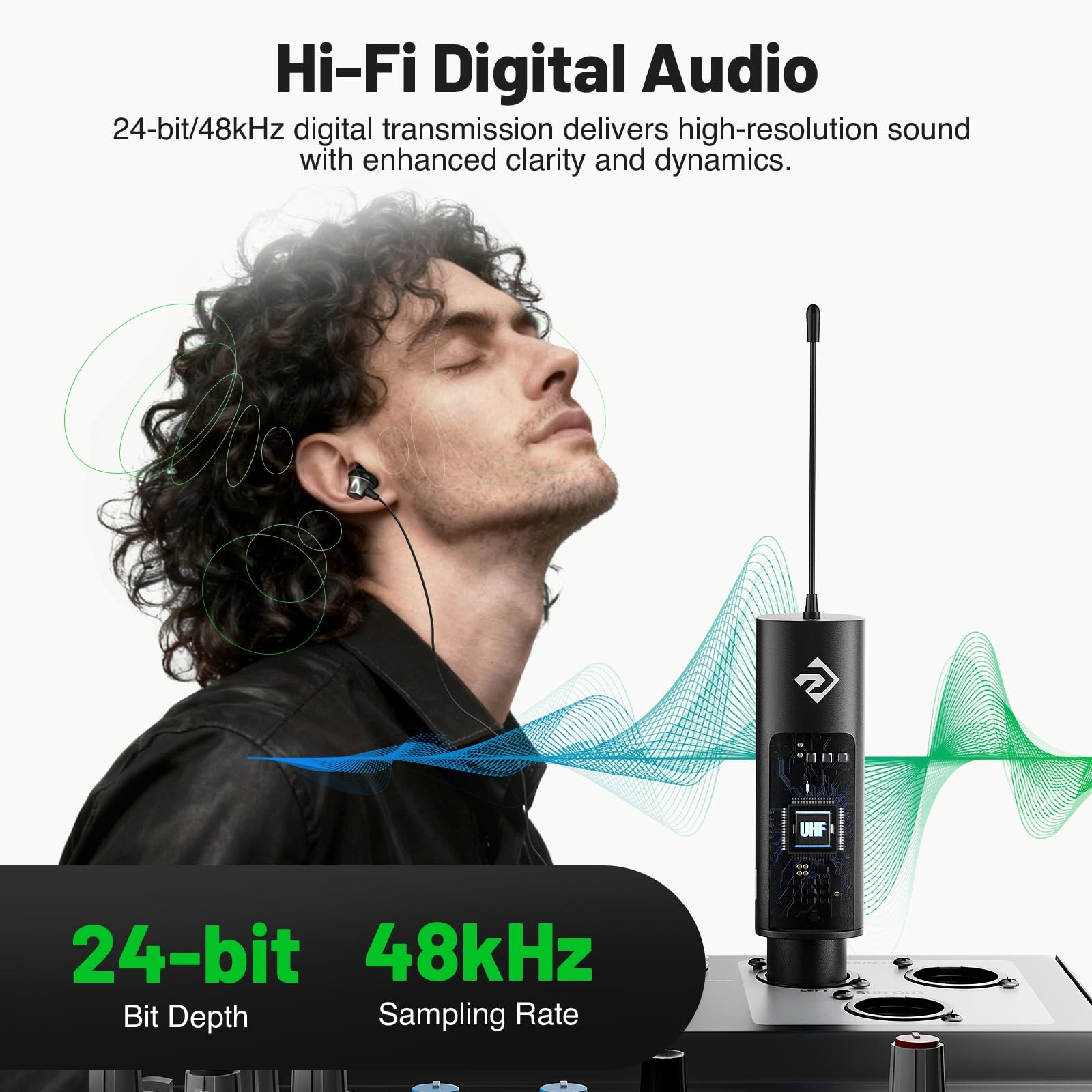 Phenyx Pro UHF Wireless in-Ear Monitor 1 Transmitter+1 Receiver, Black