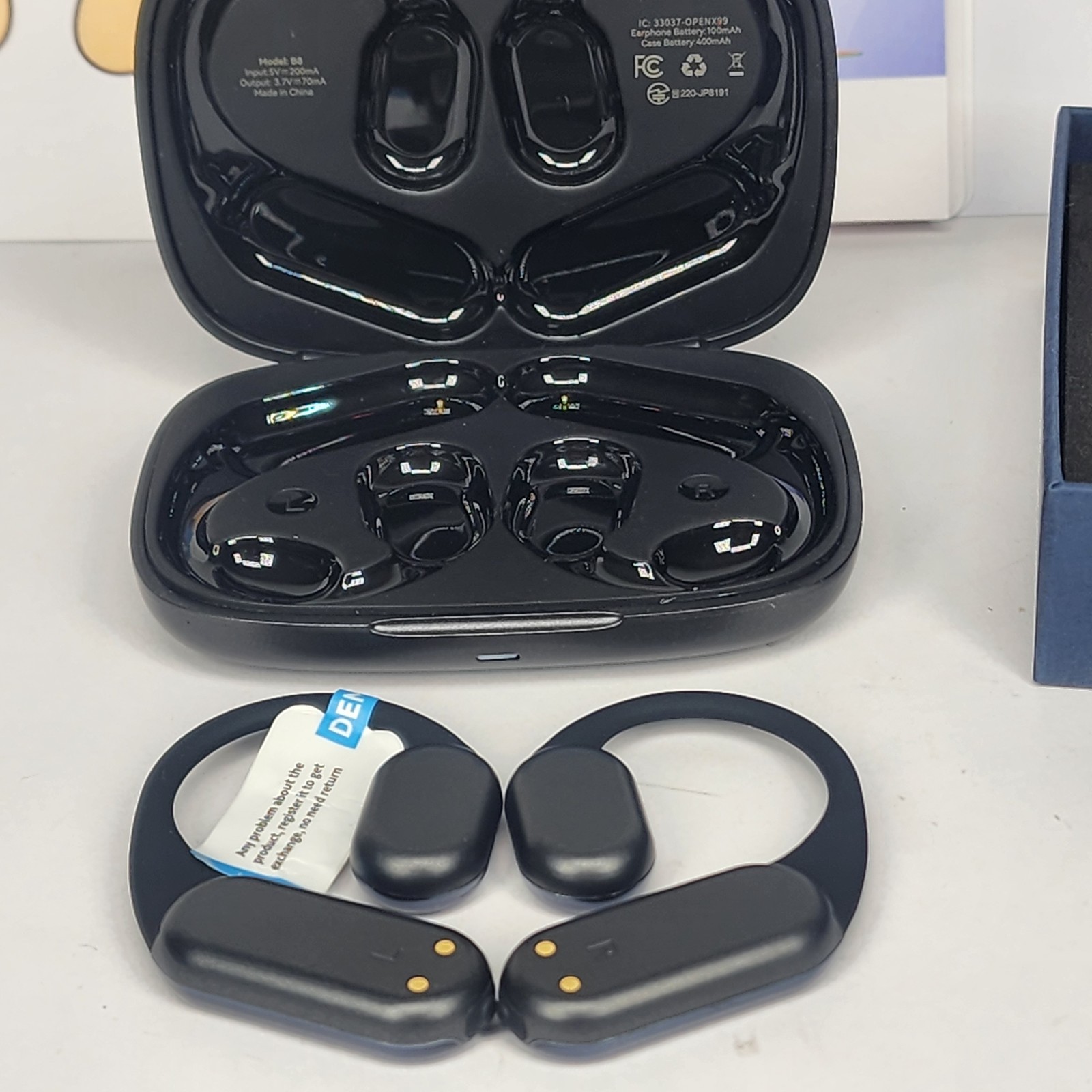 DEMICEA True Wireless Open-Ear Bone Conduction Earphones Charging Case Black
