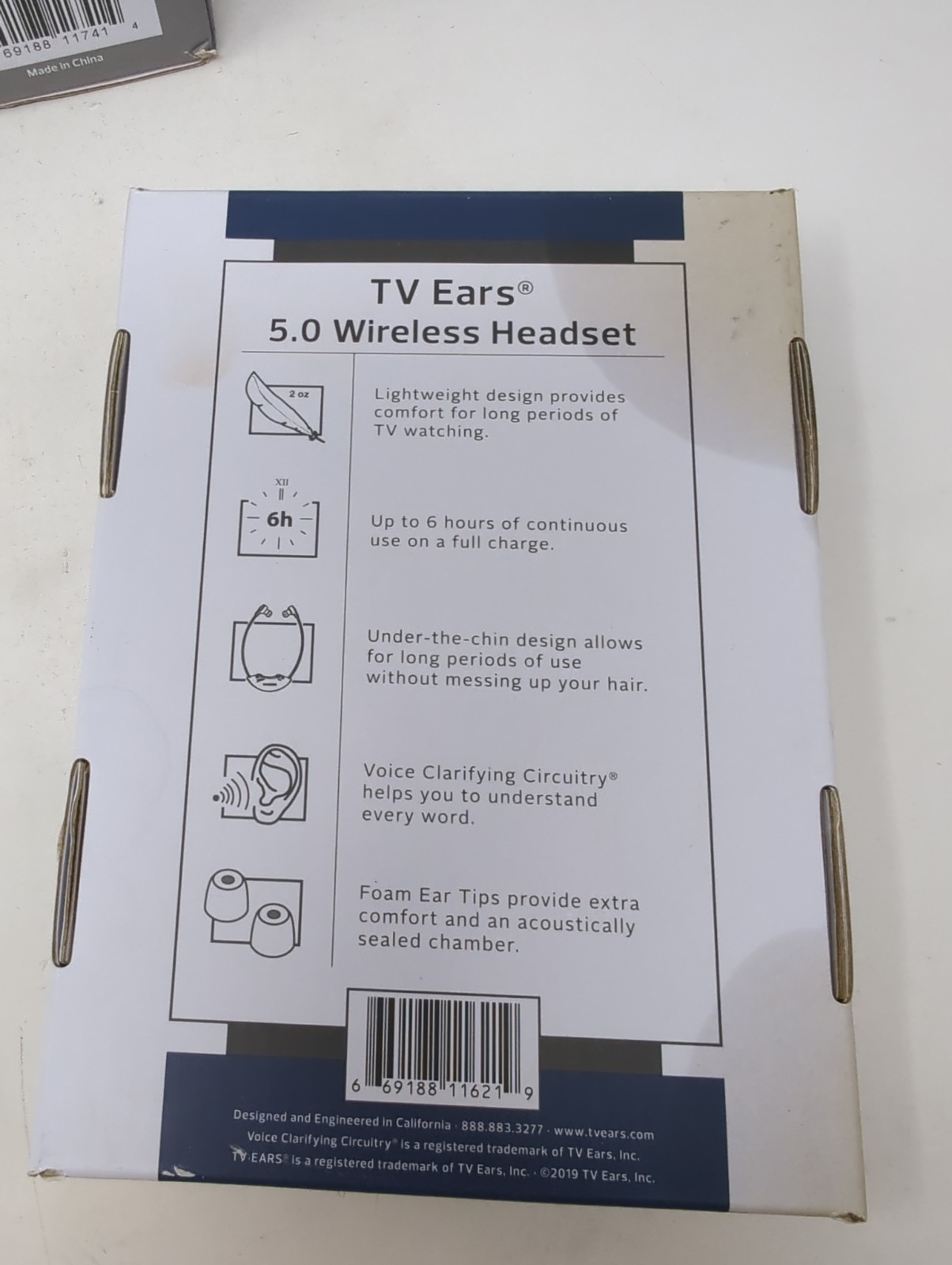 TV Ears Wireless Black Version 5.0 Item #11641 Voice Clarifying Listening