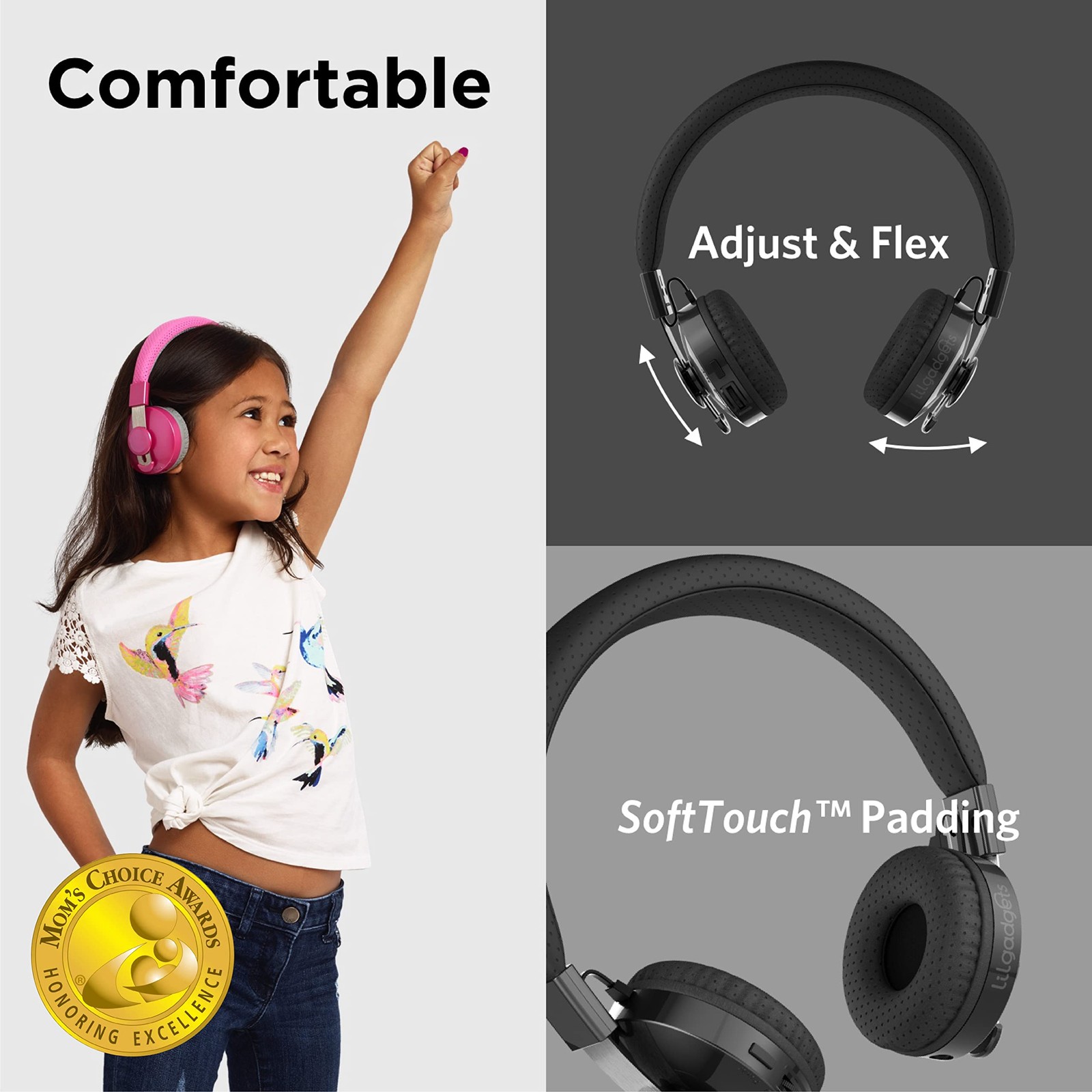 LilGadgets Kids Headphones for School – Ages 4+, 4 Years +, Far Out Doodles