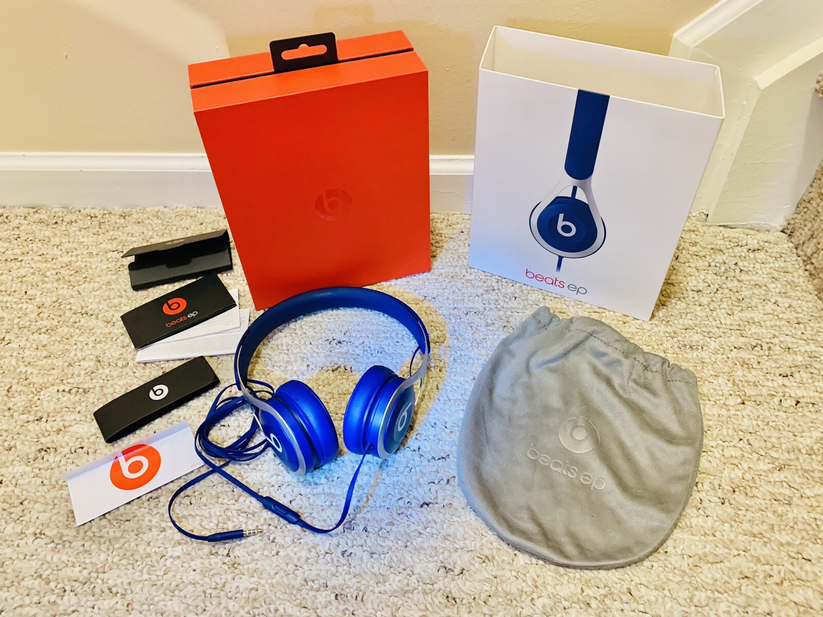 Beats EP by Dr. Dre On-Ear Wired Headband Headphones, Matte Blue w/ Box- PARTS!