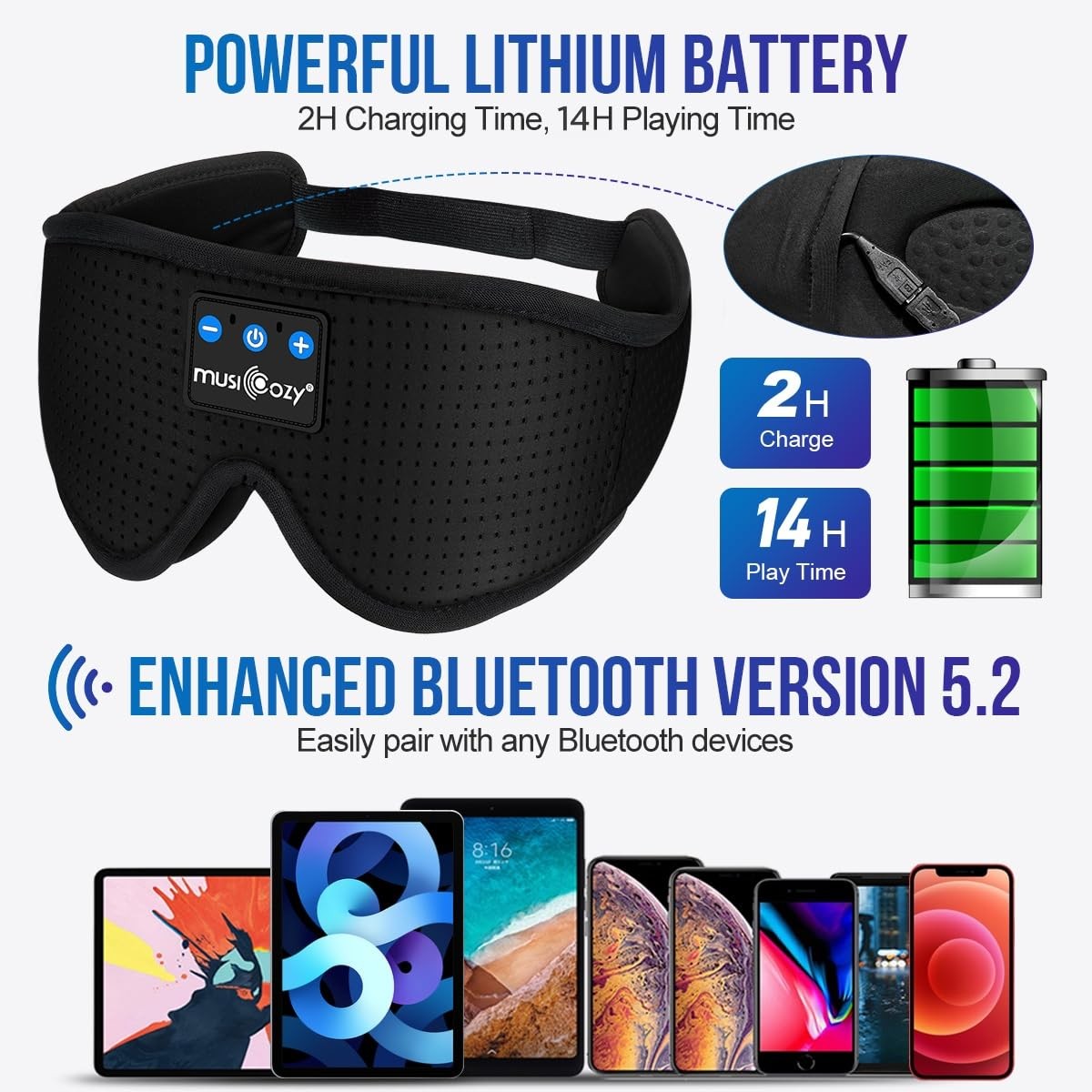 Bluetooth Sleep Headphones Eye Mask Wireless Music Mask