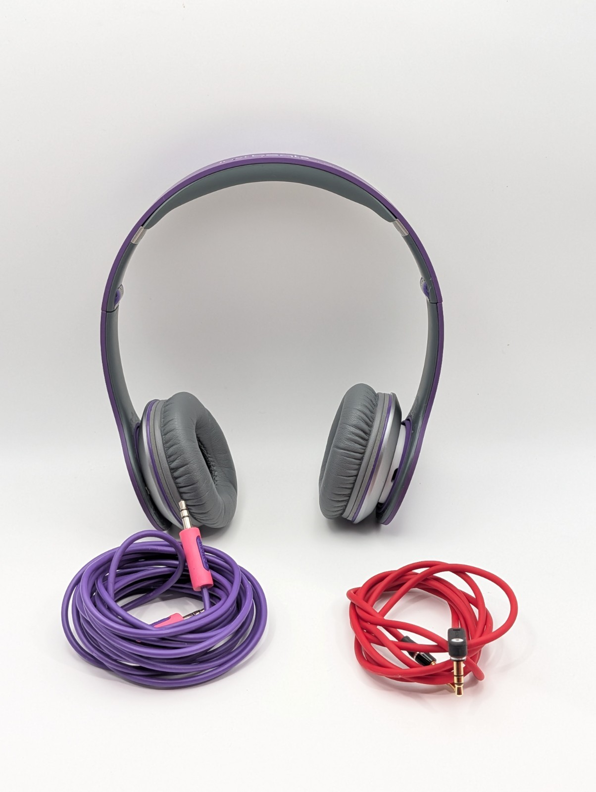 Beats by Dr. Dre JustBeats Solo Purple Gray Foldable Headphones 3.5mm Mic