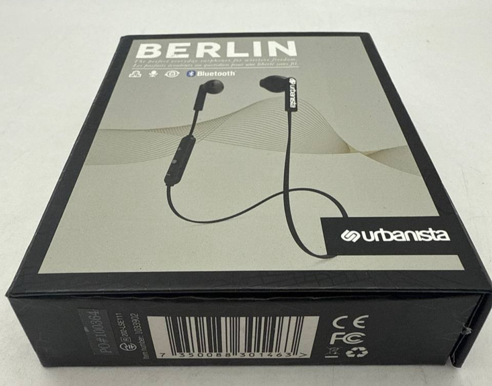 Urbanista Berlin Bluetooth Earphones 4.5 Hours Playtime Earbuds Black Neckband