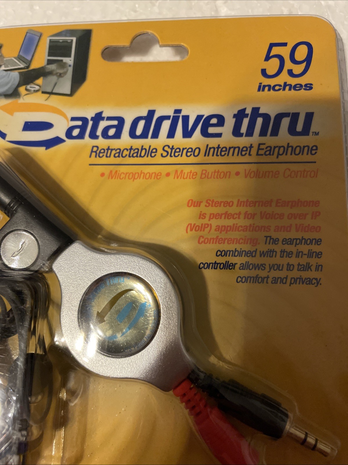 Data Drive Thru 59″ Retractable Earbud Stereo InternetHeadphones w/ 3in1 control