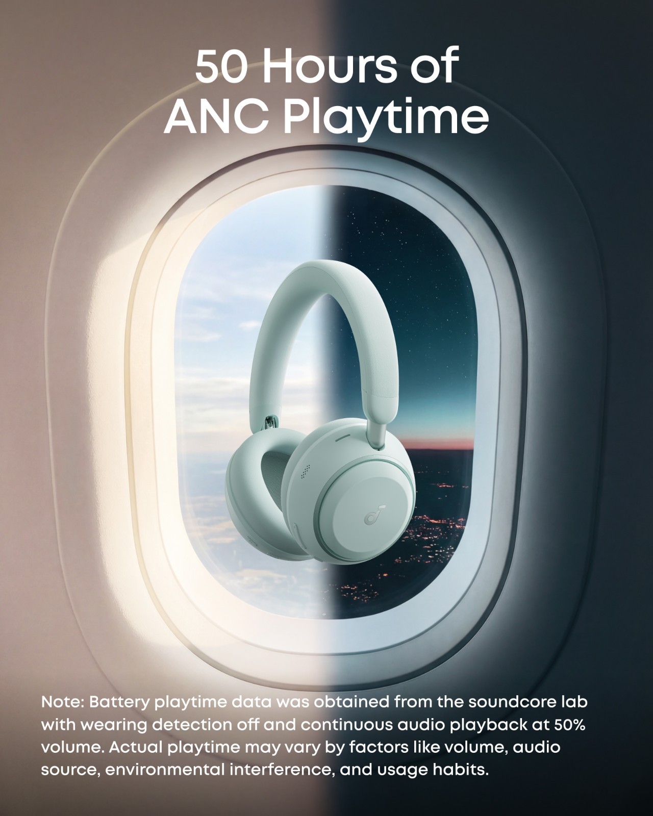 soundcore Space 2 by Anker, Active Noise Cancelling Headphones Comfortable Fit
