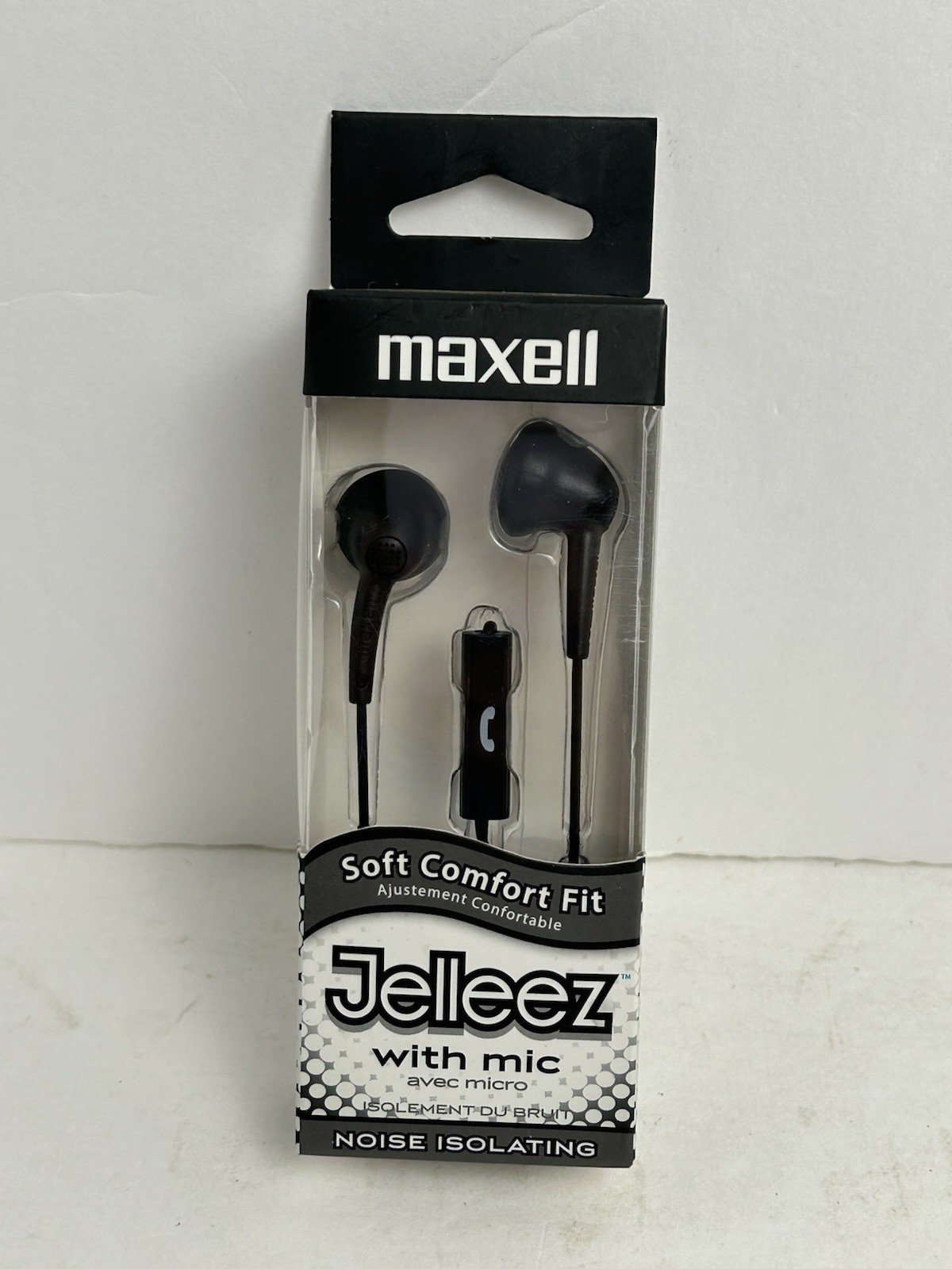 Maxell Soft Comfort Fit 191569 Jelleez Black Corded Earbuds Mic Microphone