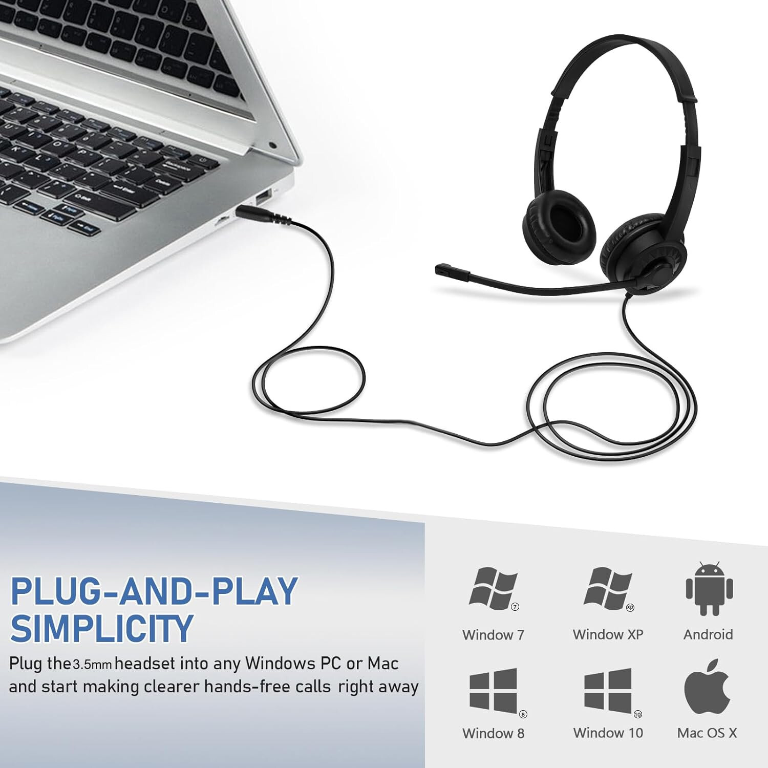 2 Pack Wired Headphones with Microphone, Rotating Mic, Noise Canceling,PlugNPlay