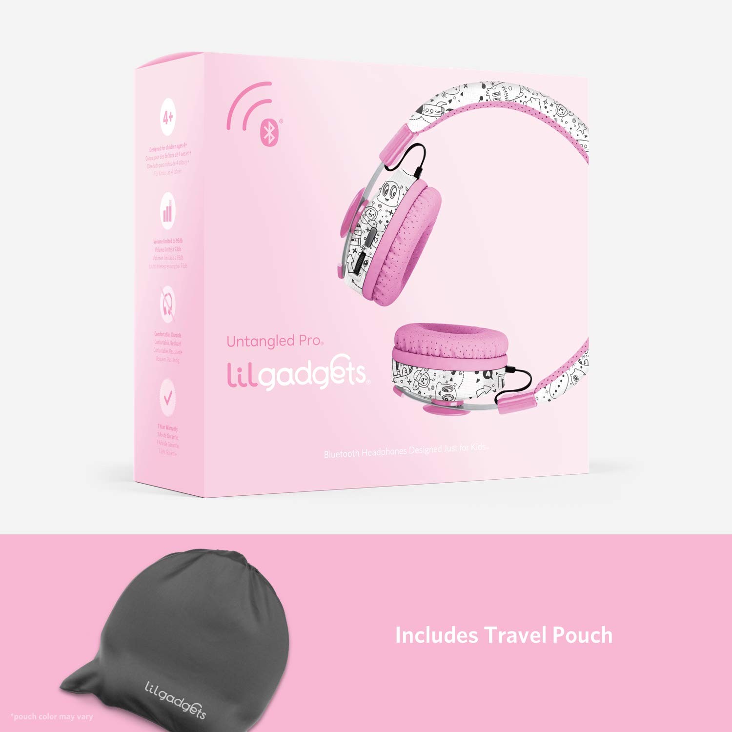 LilGadgets Kids Headphones for School – Ages 4+, 4 Years +, Far Out Doodles